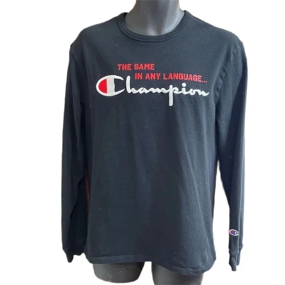 Champion Reverse Weave International Men’s Black Long Sleeve Shirt Size Medium